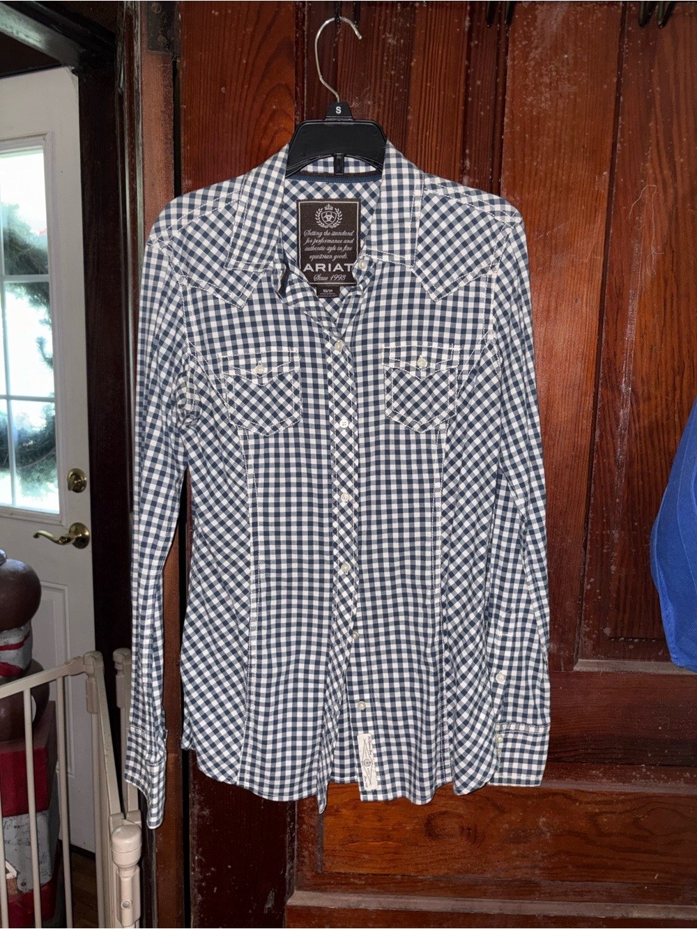 Ariat Women’s Navy and White Gingham Western Button-Down Shirt